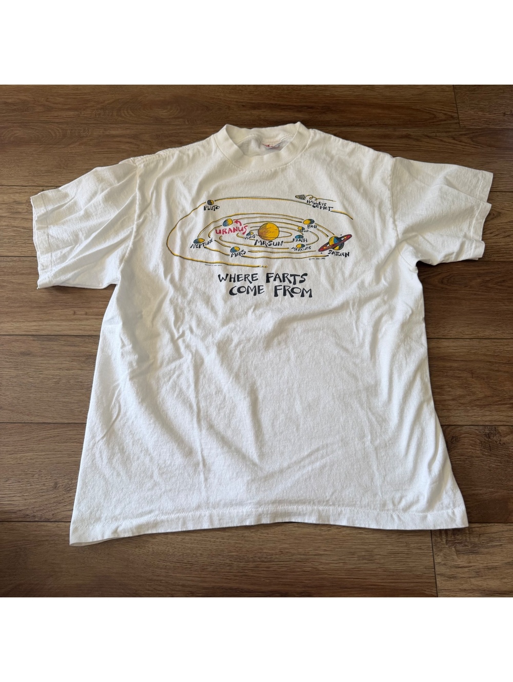 Vtg 1991 Where Farts Come From T Shirt XL Uranus Space John Lamb Funny